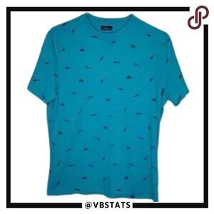 Size 4 (Small) Dustin Teal and‎ Navy Print SS Shirt